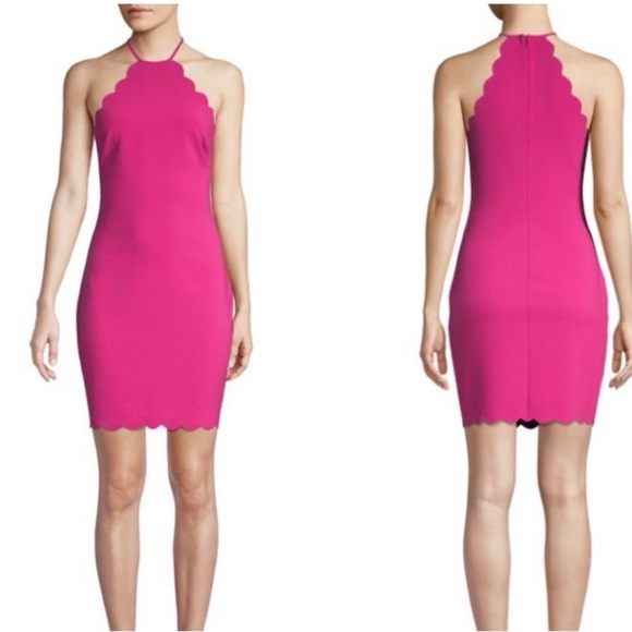 Likely Dresses & Skirts - Likely Everly Dress Scalloped Halter Pink Size 4 NEW Revolve